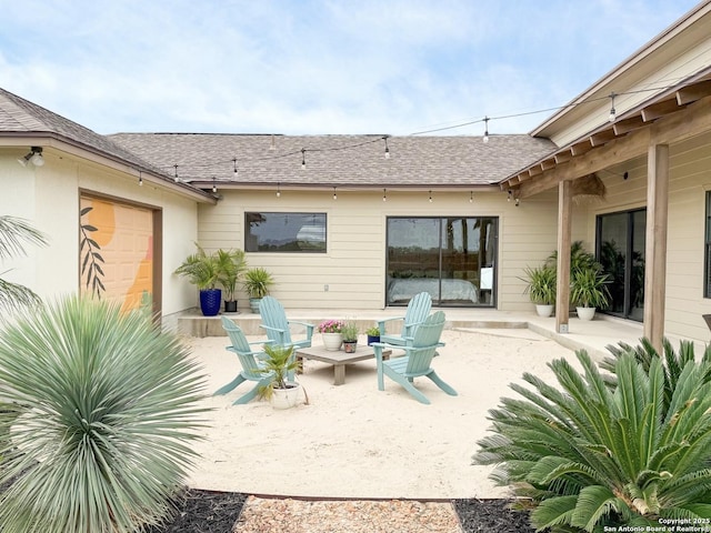 view of patio / terrace with a garage