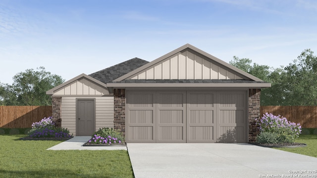 garage with driveway and fence