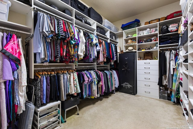 spacious closet with carpet flooring