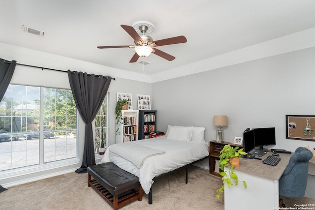 21707 Beaver Bnd, San Antonio, TX 78258 - carpeted bedroom with ceiling fan and visible vents