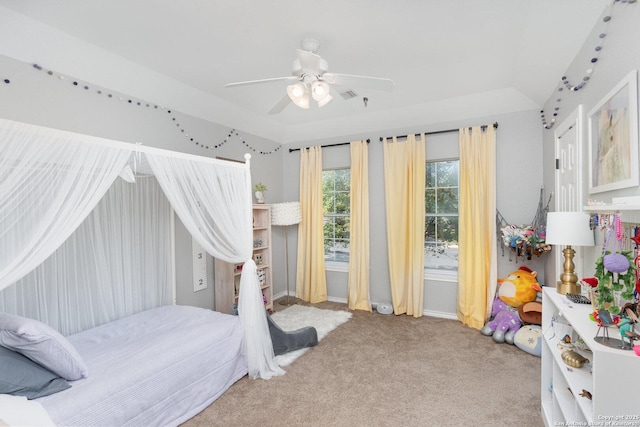 21707 Beaver Bnd, San Antonio, TX 78258 - carpeted bedroom with visible vents and ceiling fan