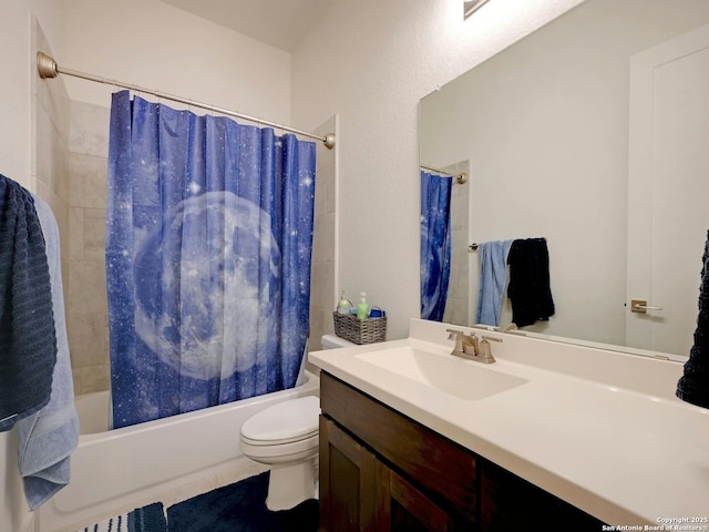 24742 Para Siempre, San Antonio, TX 78261 - full bathroom with vanity, shower / bath combo, and toilet