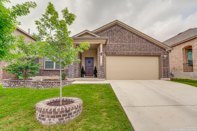 12177 Tower Frst, San Antonio, TX 78253 - ranch-style home featuring brick siding, an attached garage, and a front yard