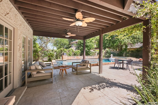 204 Parklane, Olmos Park, TX 78212 - view of patio with a ceiling fan and a fenced backyard