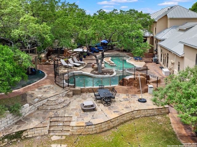 view of pool featuring fence, a patio area, and a fenced in pool