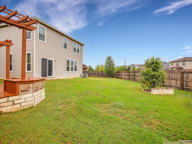 view of yard with cooling unit and a fenced backyard