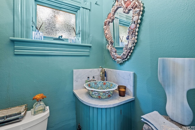 112 King William, San Antonio, TX 78204 - half bathroom with toilet, vanity, and plenty of natural light