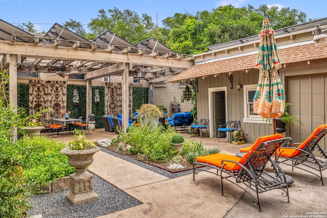 112 King William, San Antonio, TX 78204 - view of patio / terrace with a pergola and ceiling fan
