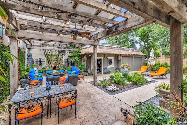 112 King William, San Antonio, TX 78204 - view of patio / terrace featuring fence, outdoor dining space, and a pergola
