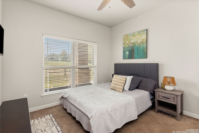 bedroom with multiple windows, carpet floors, and baseboards
