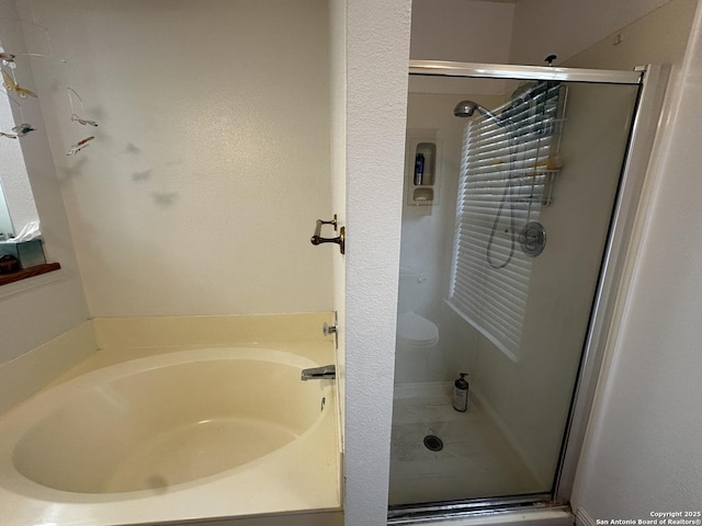 9528 Braun, San Antonio, TX 78254 - full bathroom with a shower stall and a bath