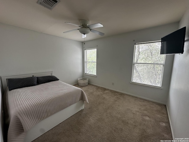 9528 Braun, San Antonio, TX 78254 - bedroom featuring baseboards, visible vents, ceiling fan, and carpet