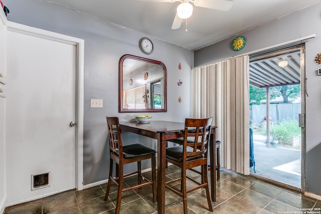 6835 Spring Hurst, San Antonio, TX 78249 - tiled dining room with ceiling fan and visible vents