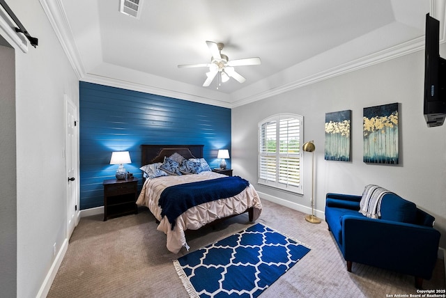 bedroom featuring carpet floors, visible vents, and baseboards