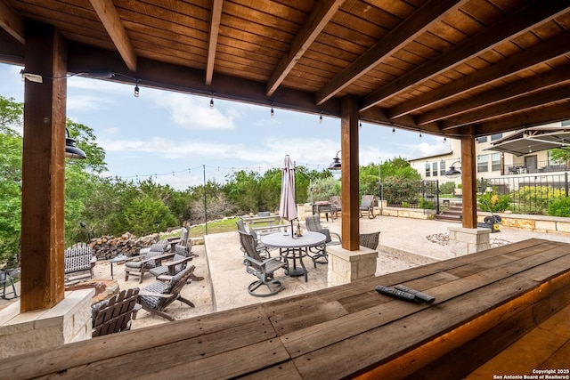 view of patio / terrace with fence and outdoor dining area
