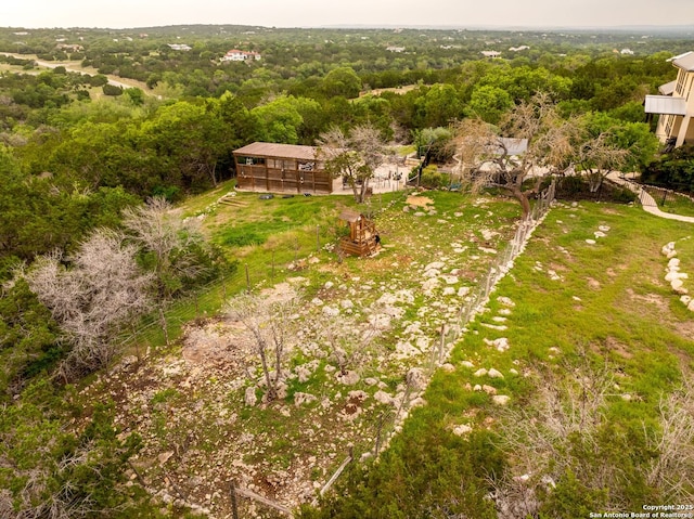 bird's eye view with a view of trees