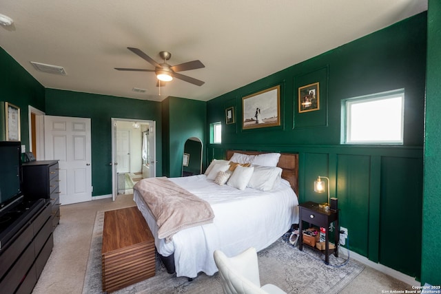 8701 Stackstone, Schertz, TX 78154 - bedroom featuring carpet flooring, a ceiling fan, and visible vents