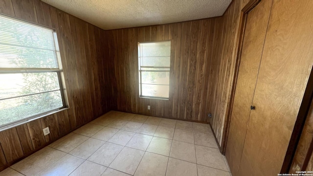 17 Fm 473, Comfort, TX 78013 - unfurnished bedroom with a textured ceiling, wooden walls, and multiple windows