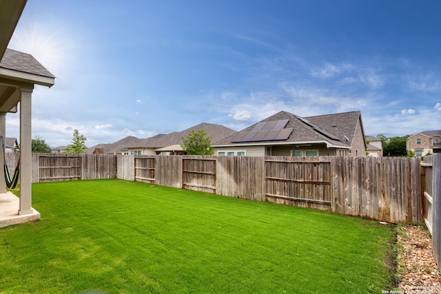 view of yard featuring a residential view and a fenced backyard