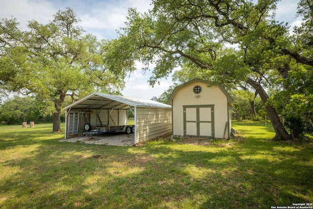 view of shed featuring a carport