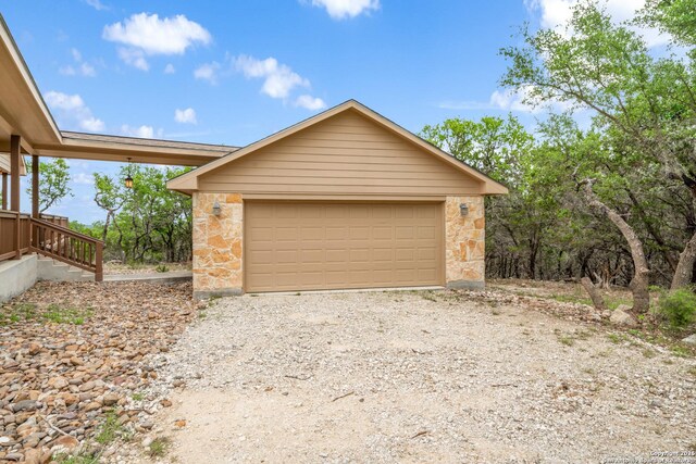 view of detached garage