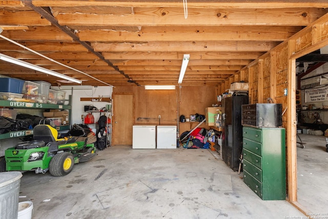 garage with refrigerator