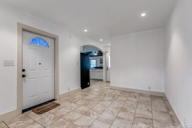507 Lovera, San Antonio, TX 78212 - entrance foyer with light tile patterned flooring, recessed lighting, and arched walkways