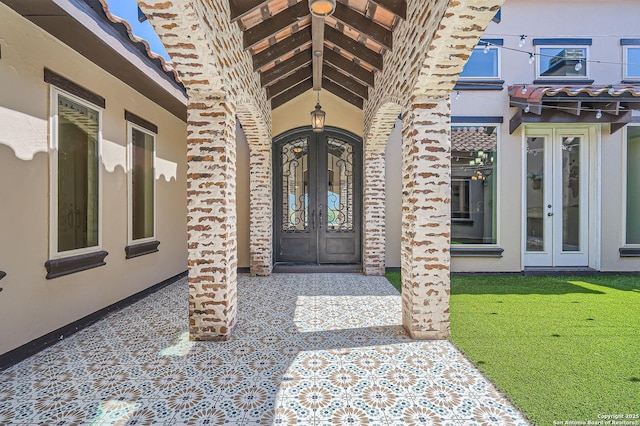 property entrance with french doors