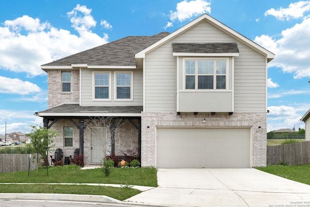 9416 Tennant Ln, Converse, TX 78109 - traditional home featuring fence, concrete driveway, brick siding, and a garage