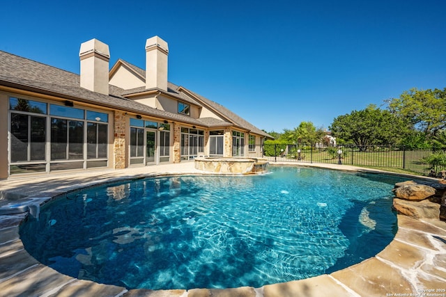 125 Creek Spgs, Boerne, TX 78006 - view of pool with a patio area, a pool with connected hot tub, and fence
