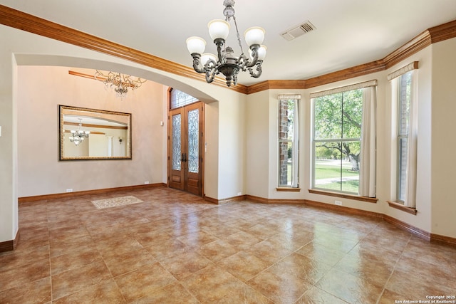 125 Creek Spgs, Boerne, TX 78006 - empty room featuring an inviting chandelier, visible vents, and baseboards