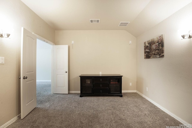 723 Decathlon, San Antonio, TX 78245 - unfurnished bedroom featuring lofted ceiling, visible vents, and carpet floors