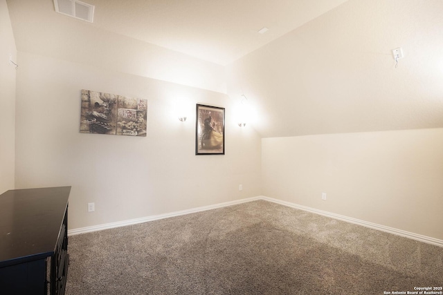 723 Decathlon, San Antonio, TX 78245 - interior space featuring baseboards, visible vents, carpet floors, and vaulted ceiling