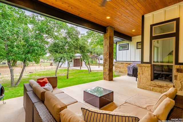 view of patio / terrace with outdoor lounge area and area for grilling