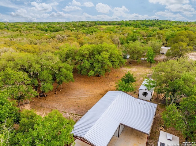 bird's eye view with a view of trees
