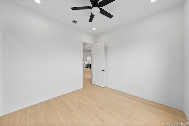 265 Vaquero Dr, Pipe Creek, TX 78063 - empty room with a ceiling fan, recessed lighting, baseboards, and wood finished floors