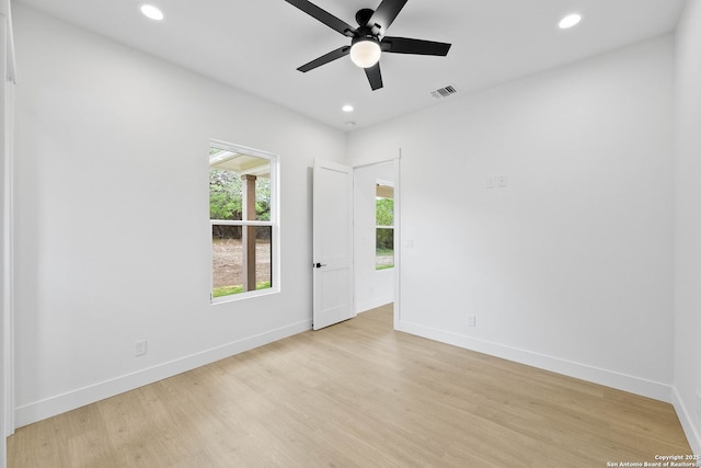 265 Vaquero Dr, Pipe Creek, TX 78063 - spare room with recessed lighting, ceiling fan, light wood finished floors, and baseboards