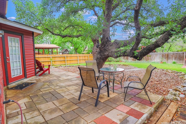 view of patio / terrace featuring outdoor dining space and a fenced backyard
