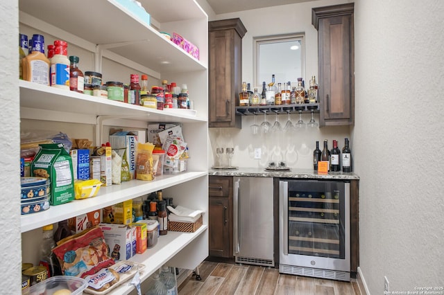 storage area with beverage cooler