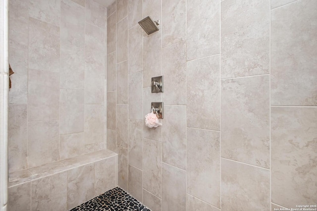 bathroom with a tile shower