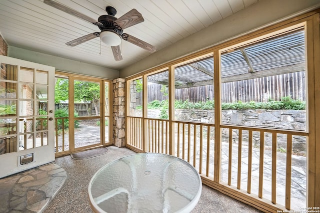 view of unfurnished sunroom