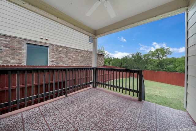12739 Gruene Pass, San Antonio, TX 78253 - view of patio featuring ceiling fan and a fenced backyard