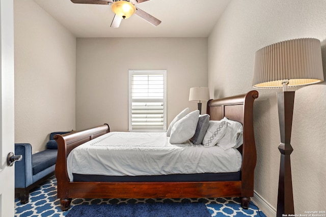 bedroom featuring ceiling fan
