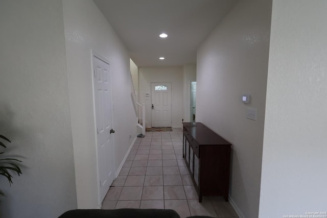 4326 Safe Hbr, San Antonio, TX 78244 - hallway featuring recessed lighting, baseboards, and light tile patterned floors