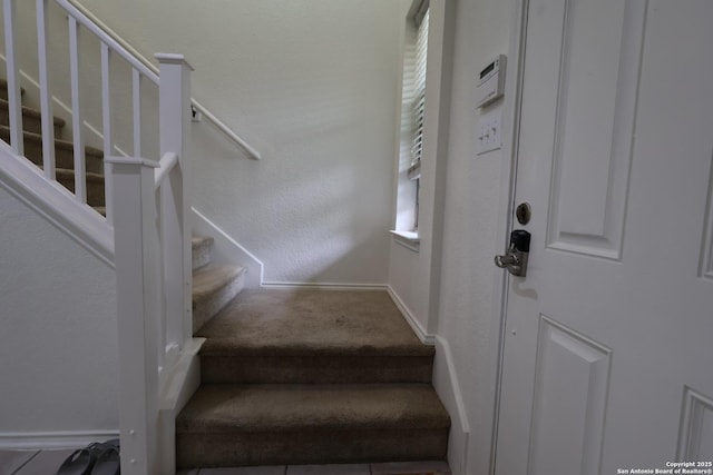 4326 Safe Hbr, San Antonio, TX 78244 - stairs featuring carpet flooring and baseboards