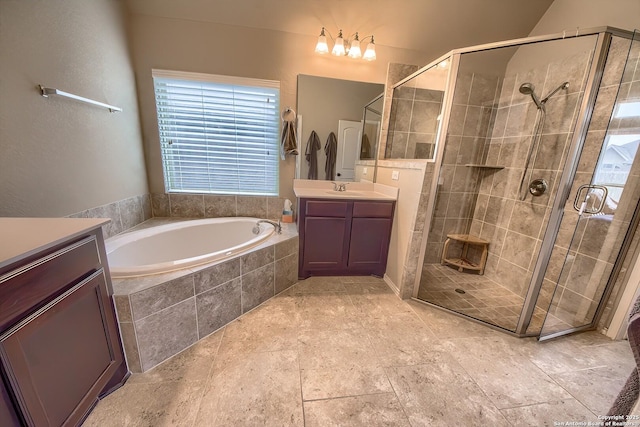 2097 Range Rd, Seguin, TX 78155 - full bath with a stall shower, a bath, and vanity