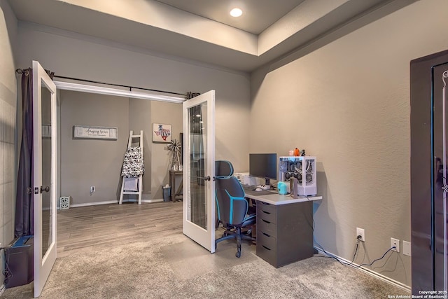 2097 Range Rd, Seguin, TX 78155 - home office featuring baseboards and french doors