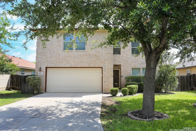 6819 Liberty Stone, San Antonio, TX 78244 - traditional-style home featuring a garage, driveway, and brick siding