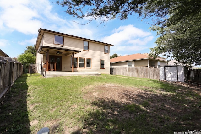 6819 Liberty Stone, San Antonio, TX 78244 - rear view of property with a ceiling fan and a patio