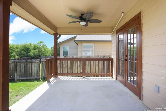 6819 Liberty Stone, San Antonio, TX 78244 - view of patio / terrace with french doors and a ceiling fan